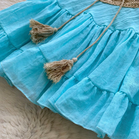 Off-shoulder Top & Mint Skirt 2Pcs
