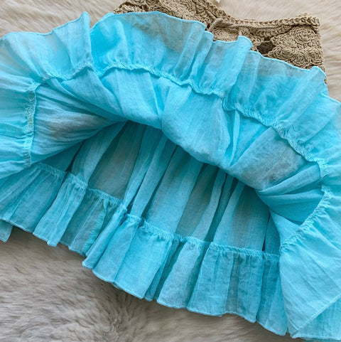 Off-shoulder Top & Mint Skirt 2Pcs