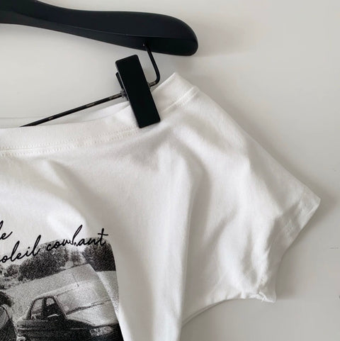 Chic Print Slant Neckline Shirt