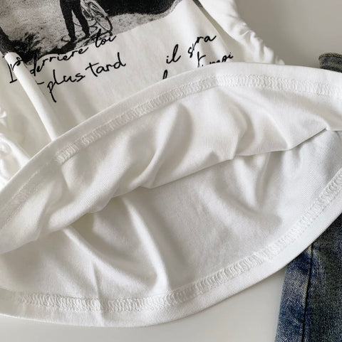 Chic Print Slant Neckline Shirt