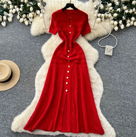 Simple Design Knitted Shirt Dress