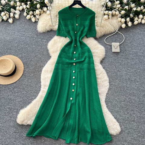 Simple Design Knitted Shirt Dress