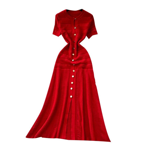 Simple Design Knitted Shirt Dress