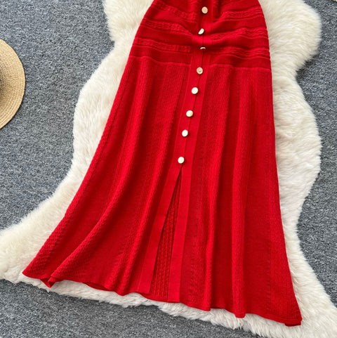 Simple Design Knitted Shirt Dress