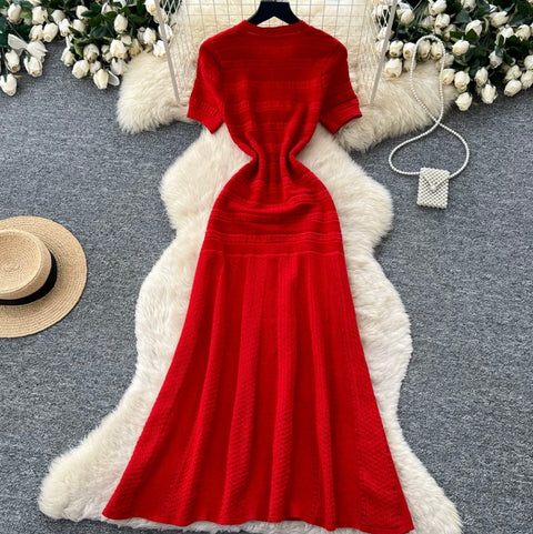 Simple Design Knitted Shirt Dress