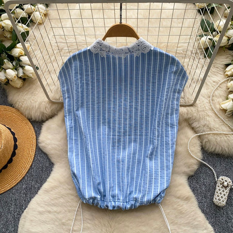 Korean Style Lace Lapled Shirt
