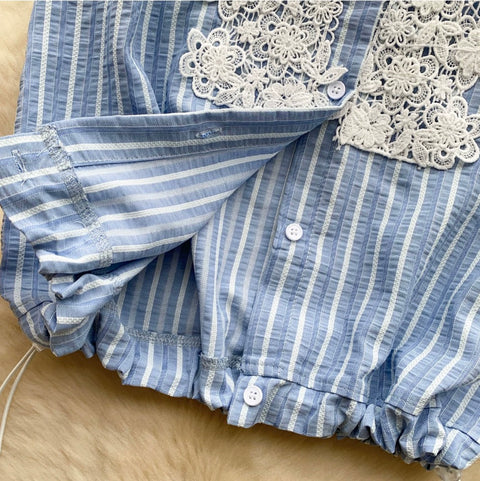 Korean Style Lace Lapled Shirt