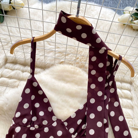 Polk Dot Camisole & Skirt & Ribbon Set