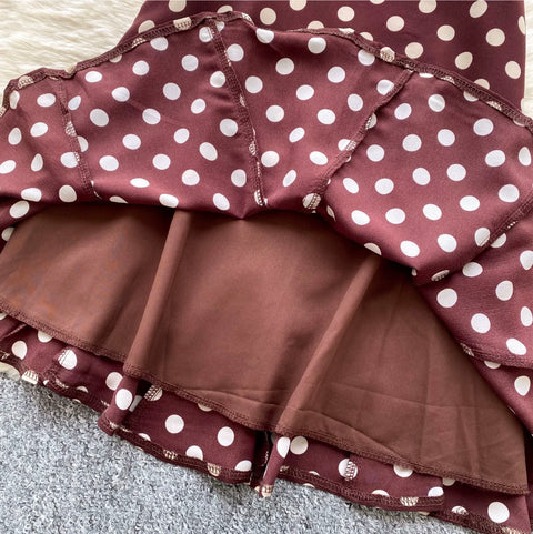 Polk Dot Camisole & Skirt & Ribbon Set