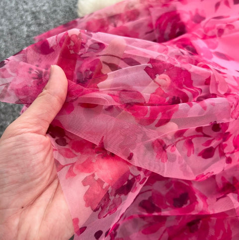 Puffy Sleeve Floral Cake Dress