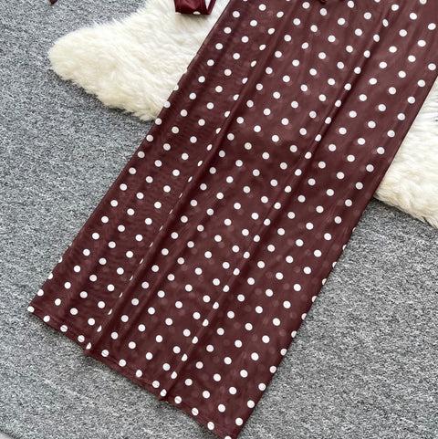 Polka-dot Bikini & Wrapped Skirt 2Pcs