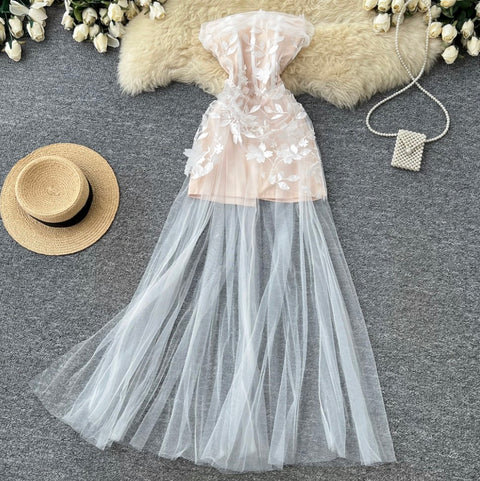 Off-shoulder 3d Flower Fairy Dress