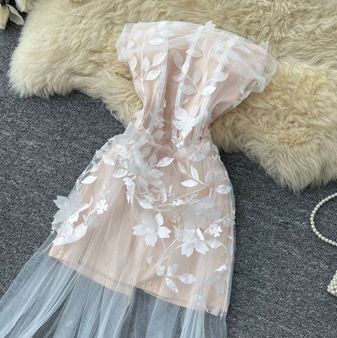 Off-shoulder 3d Flower Fairy Dress