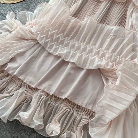 Backless Pleated Halter Dress