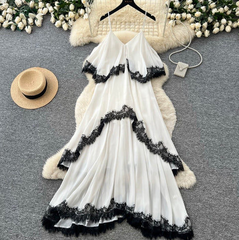 Black & White Layered Slip Dress