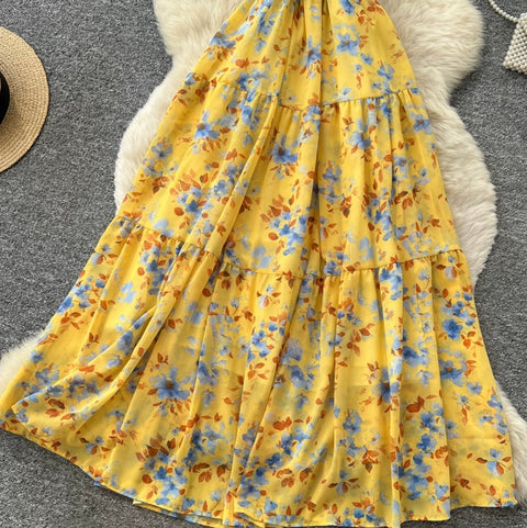 Pastoral Style Floral Draped Shirt Dress