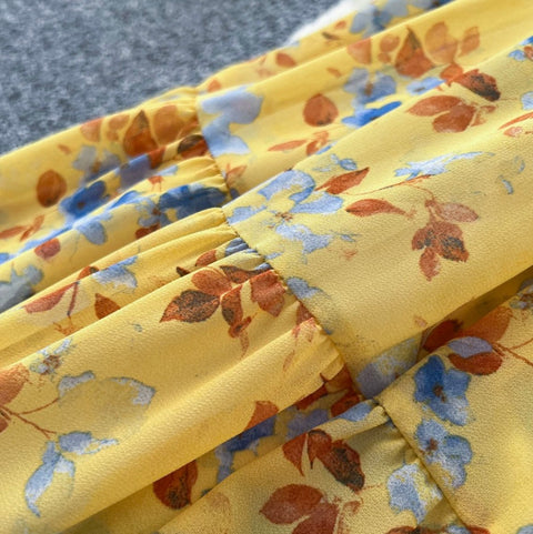 Pastoral Style Floral Draped Shirt Dress