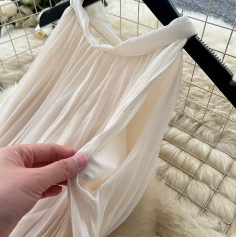 Halter Top & Pleated A-line 2Pcs