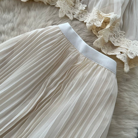 Halter Top & Pleated A-line 2Pcs