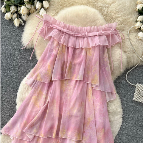 French Style Pink Layered Dress