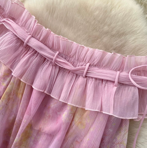 French Style Pink Layered Dress