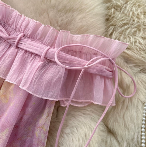 French Style Pink Layered Dress