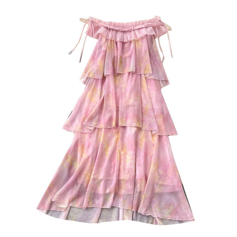 French Style Pink Layered Dress