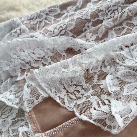 White Hollowed Lace Halter Dress