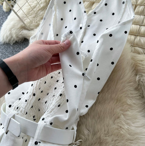 Polka Dot Print Halter Dress