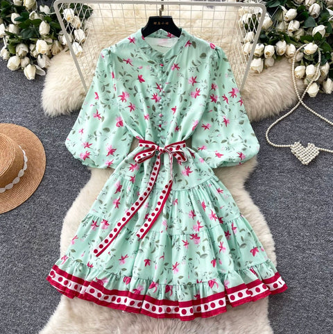 Sweetie Puffy Sleeve Floral Dress