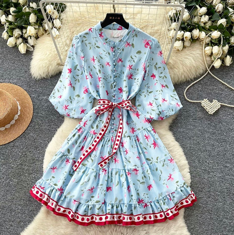 Sweetie Puffy Sleeve Floral Dress