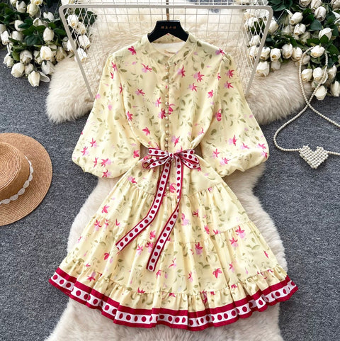 Sweetie Puffy Sleeve Floral Dress
