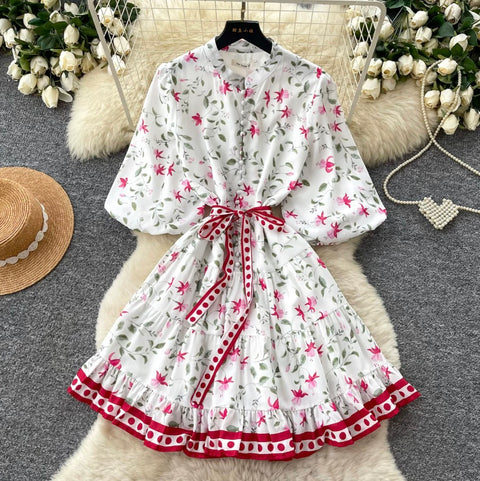 Sweetie Puffy Sleeve Floral Dress
