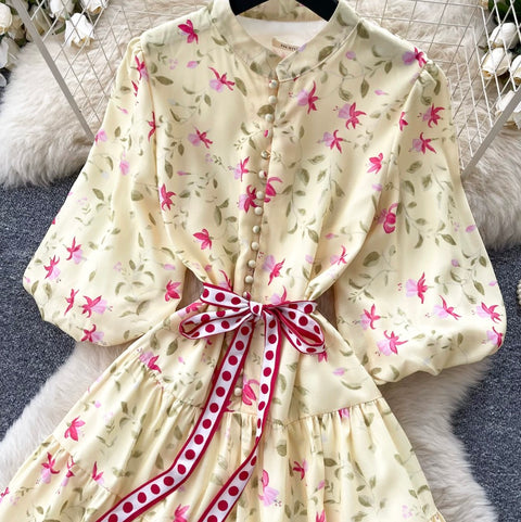 Sweetie Puffy Sleeve Floral Dress