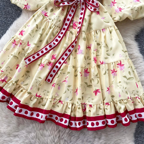 Sweetie Puffy Sleeve Floral Dress