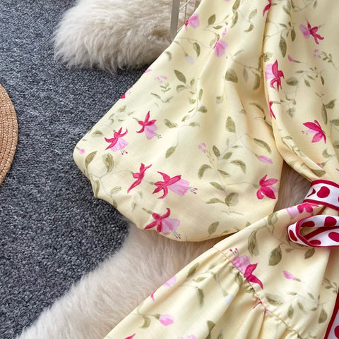 Sweetie Puffy Sleeve Floral Dress