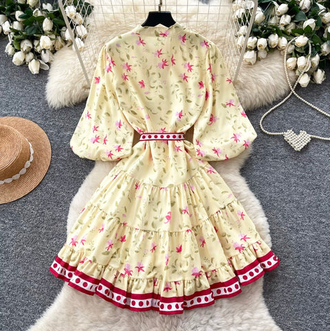 Sweetie Puffy Sleeve Floral Dress
