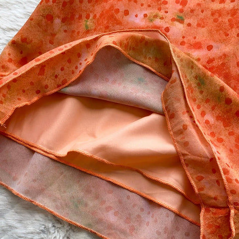 Orange Lace Top & Skirt 2Pcs