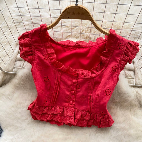 Embroidery Top & Mini Skirt 2Pcs