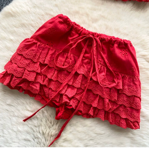 Embroidery Top & Mini Skirt 2Pcs