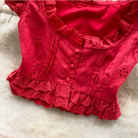 Embroidery Top & Mini Skirt 2Pcs