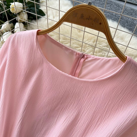 Simple Design Lace-up Ruffled Dress