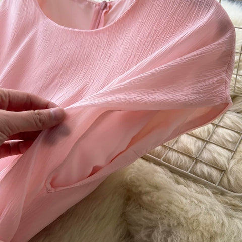 Simple Design Lace-up Ruffled Dress