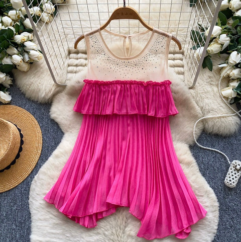 Sequined Mesh Patchwork Top