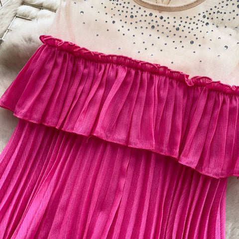 Sequined Mesh Patchwork Top