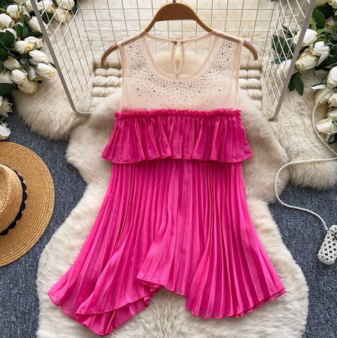 Sequined Mesh Patchwork Top