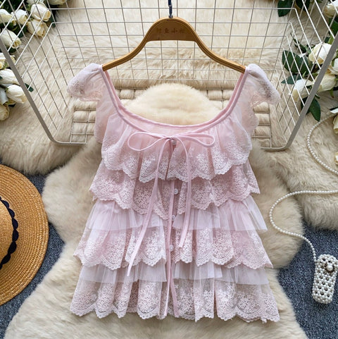 Korean Style Ruffled Lace Shirt