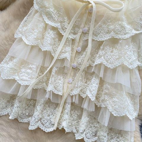 Korean Style Ruffled Lace Shirt
