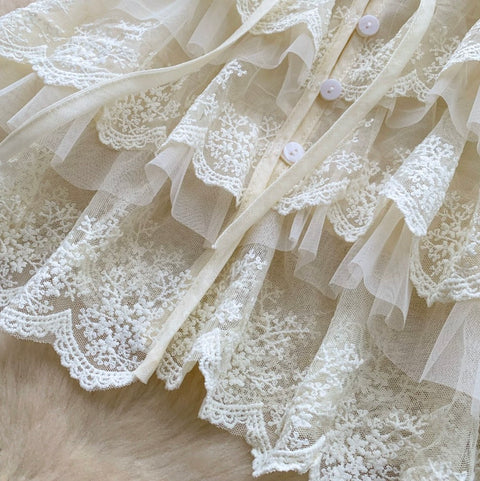 Korean Style Ruffled Lace Shirt