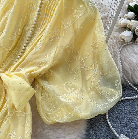 Elegant Lace-up Lace Dress
